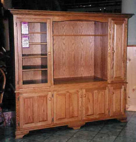 Oak entertainment center, handcrafted Mennonite maple entertainment center furniture set, Lloyd's Furniture Bradford and our new store in Schomberg Ontario.